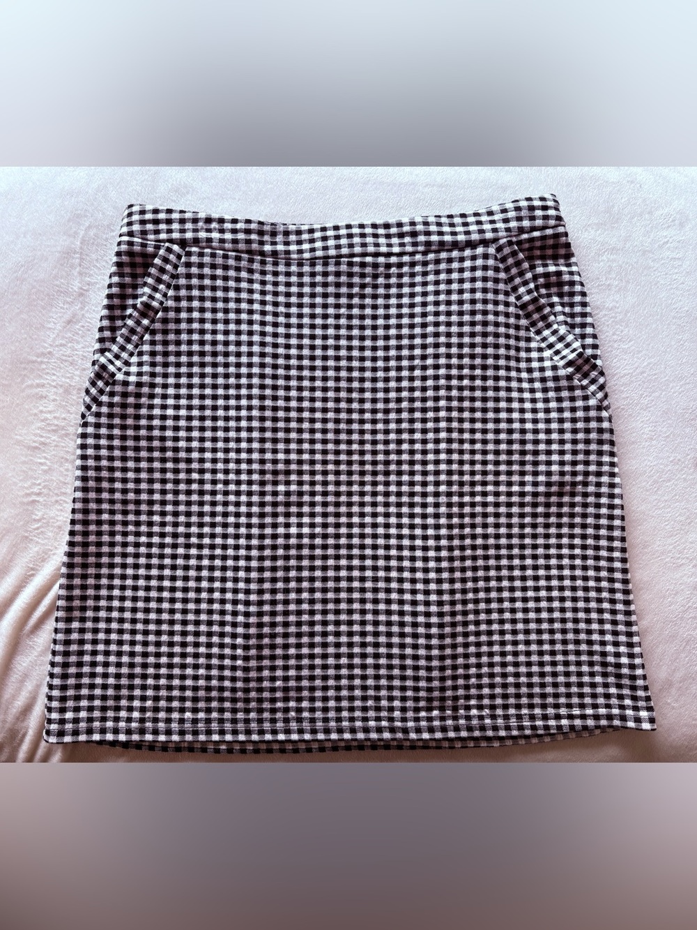 Skies Are Blue Black and White Gingham Mini Skirt